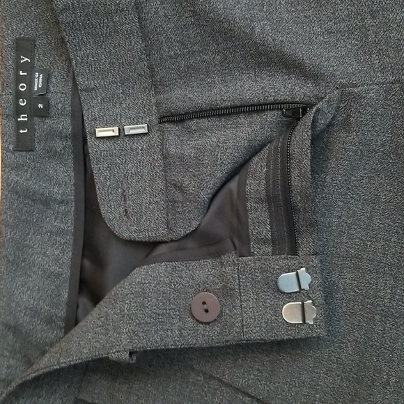 Theory Nabiki C Magistrate Wool Career Pants with Leather Stripe Trim - Picture 7 of 11